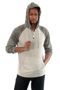 Lightweight hooded Henley in Light Grey